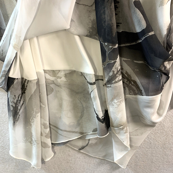 Womens Abstract Floral Top Sz L Flowy Asymmetrical Studded Artsy Layered Flare - Picture 5 of 14